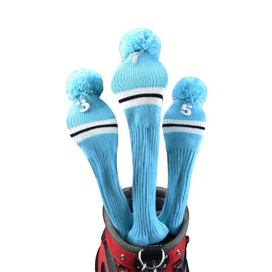 Stripes Knitted Golf Club Head Covers 3 Piece Set 1 3 5 Driver and Fairway HeadCovers Fits 460cc Drivers