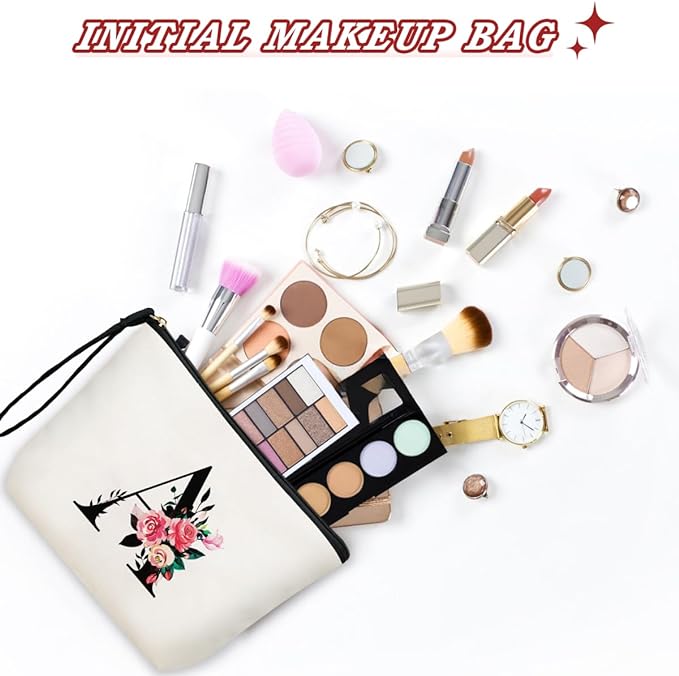 TOPEAST Personalized Birthday Gifts for Women - Monogrammed Makeup Bags, Cute Makeup Pouch, Sister Birthday Gifts for Her Friends Sister (Letter L)