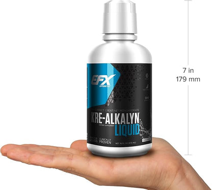 EFX Sports Kre-Alkalyn Creatine, Liquid Concentrate, PH-Correct Creatine Monohydrate, Multi-Patented Formula, Gain Strength, Build Muscle & Enhance Performance (63 Servings, Unflavored)