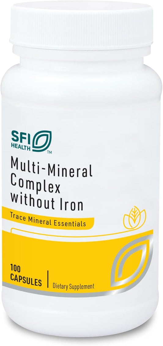 Klaire Labs Multi-Mineral Complex Without Iron - Broad Spectrum & Hypoallergenic Essential Trace Mineral Blend with Copper & Zinc, Iron-Free (100 Capsules)