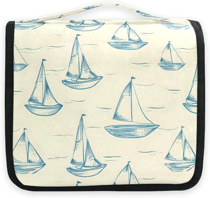 senya Hanging Travel Toiletry Bag Kit Boys Makeup Case Cosmetics Organizer for Men Women (Smallest Sailboat Lines)