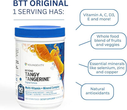 Youngevity Beyond Tangy Tangerine - Original Formula | Multi-Vitamin & Mineral Complex | Made with Natural & Whole Foods | 5,745 ORAC | 3 Pack