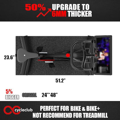 Bike Mat Compatible with Peloton Bike Elliptical Treadmill Mat 6mm Thick,