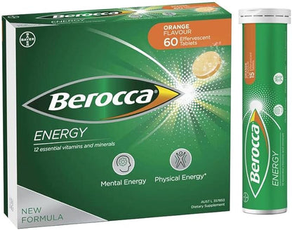 Berocca Energy Vitamin B & C Orange Flavour Effervescent Tablets 60 Pack