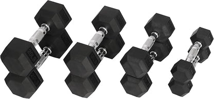 Premium Rubber Coated Hex Dumbbell Weight Set, Multiple Packages