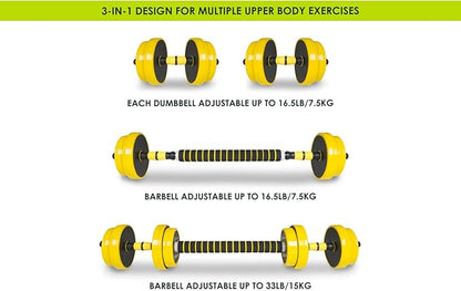 ProsourceFit Adjustable Dumbbell & Barbell Weight Set, 2-in-1 Free Weights Available 44Lbs, Home Gym Equipment