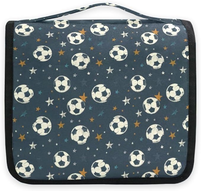 senya Hanging Travel Toiletry Bag Kit Boys Makeup Case Cosmetics Organizer for Men Women (-326- Football)