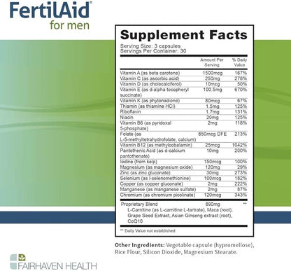 FertilAid for Men and MotilityBoost Combo, Prenatal Vitamins and Male Fertility Supplement to Support Count and Motility with L-Carnitine, CoQ10, Zinc and More, 150 Capsules, 1 Month Supply