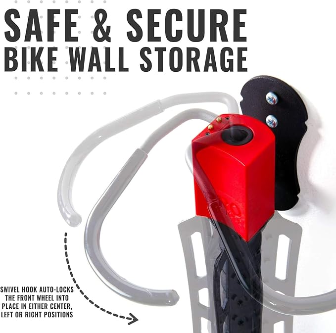 PRO BIKE TOOL Swivel Bike Rack - 2 Pack Indoor Wall Mount for Bicycles in Home and Garage - Vertical Hanging Rack for Space-Saving Storage - Secure Hook for MTB, Road, Hybrid and Kids Bikes