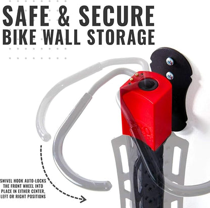 PRO BIKE TOOL Swivel Bike Rack - 2 Pack Indoor Wall Mount for Bicycles in Home and Garage - Vertical Hanging Rack for Space-Saving Storage - Secure Hook for MTB, Road, Hybrid and Kids Bikes