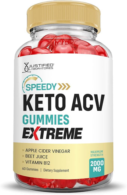 Speedy Keto ACV Gummies Extreme 2000MG Speedy Keto Gummies Advanced Formula Apple Cider Vinegar with Pomegranate Beet Juice Powder B12 Vegan Non GMO 60 Gummys