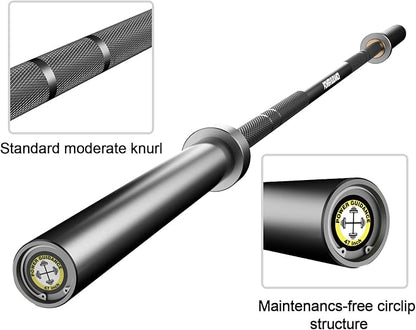 POWER GUIDANCE Olympic Barbell Solid Bar 7ft Strength 1600-Pound Capacity