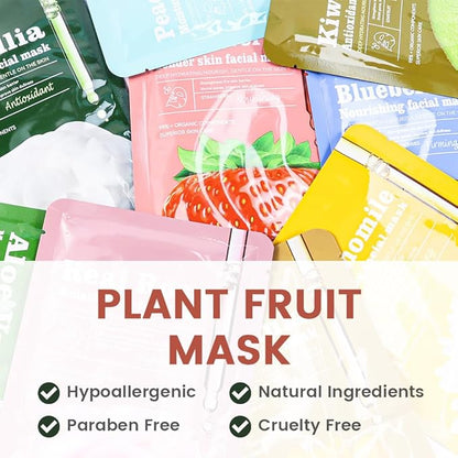 8 Pack Strawberry Face Mask,Pink Face Masks Spa Day kit Supplies for Teens Girls Women,Sheet Facial Mask Skincare for Kids Gifts Set,Hydrate Nourish Soothe for All Skin Types,Spa Party Favors