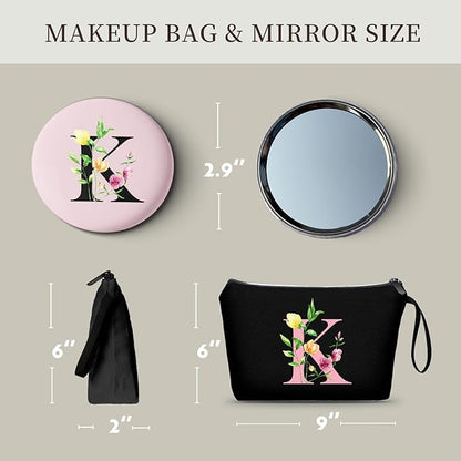 SEAMOON Mom Birthday Thank You Appreciation Gifts for Women Aunt Teacher Coworkers Bride Bridesmaid Monogrammed Travel Makeup Cosmetic Bag with Mirror Valentines Mothers Day Christmas Graduation K