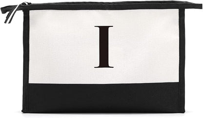 Monogrammed for Women Initial bridesmaid gifts, Personalized monogram Monogram Cosmetic Bag,Travel Makeup Bag Suitable for Wedding weekend Beach Gift for Women Teachers Friends.Pure letters I