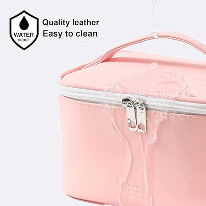 KITENROM Portable Makeup Bag Cosmetic Bags for Women Medium Pouch Case Purse Make Up Organization Waterproof (Pink)