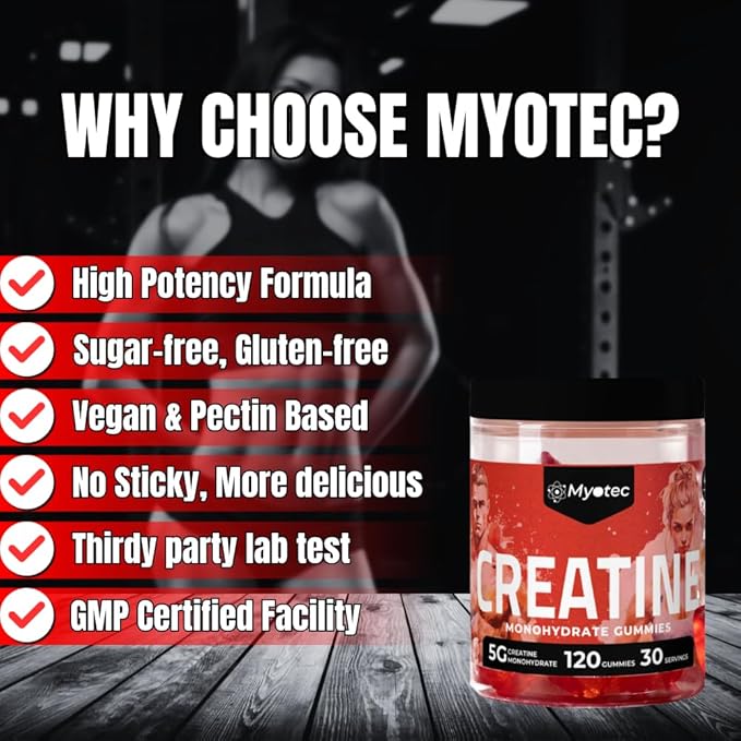 Creatine Monohydrate Gummies for Men & Women-5g of Creatine Monohydrate per Serving- Increase Strength and Build Muscle,Sugar Free, 120 Count