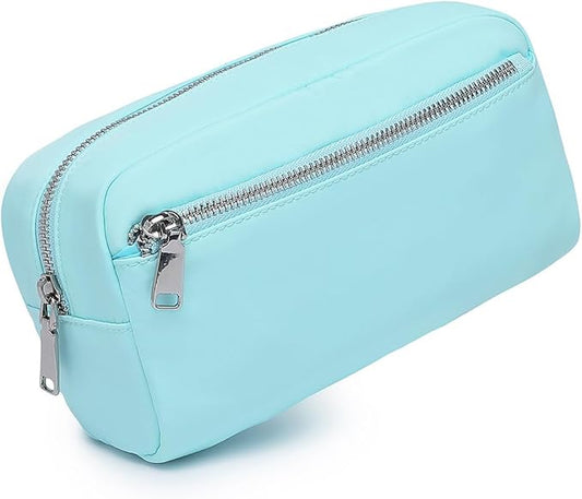 Nylon Female cosmetic bags Canvas toiletry bags Wash bags with large capacity Simple design (Nylon/Mint Green)