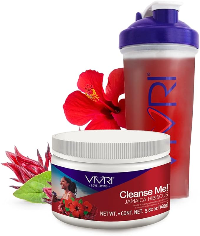 VIVRI Cleanse Me Jamaica Hibiscus | 30 Servings | Gluten Free | Detox Cleanse with Natural Balance | Digestion Support Supplement with Aloe Vera and Prebiotics | Mix With Water