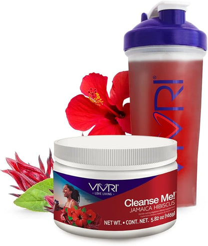 VIVRI Cleanse Me Jamaica Hibiscus | 30 Servings | Gluten Free | Detox Cleanse with Natural Balance | Digestion Support Supplement with Aloe Vera and Prebiotics | Mix With Water