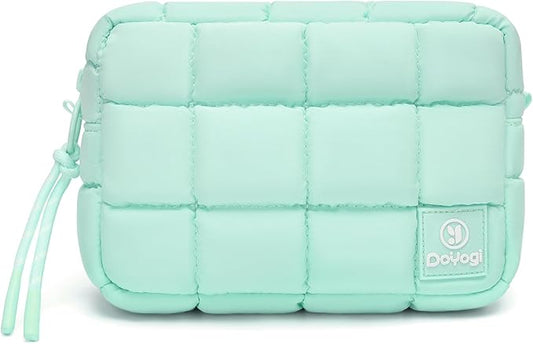 Quilted Cosmetic Bag, Puffer Makeup Bags, Crossbody Purses for women,Cute Travel Toiletry Bag for Women (Mint Green)