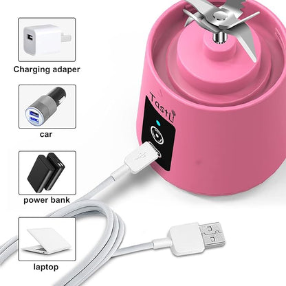 Portable Blender, Mini Personal Blender Bottles for shakes and smoothies，with USB Rechargeable On The Go Mixer Electric Blender juicer Cup for Fruit Juice Protein mixes (Pink)