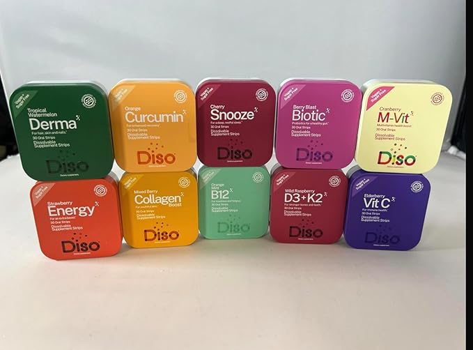 DISO - M-VIT - Multivitamin Dissolvable Oral Supplement Strips, Cranberry Flavor, Vegan, Sugar Free, High Absorption, Gluten Free, Individually Wrapped, 30 Count