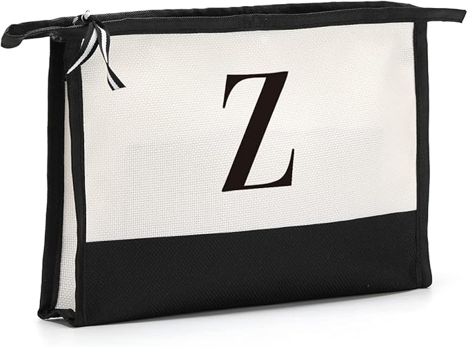 Monogrammed for Women Initial bridesmaid gifts, Personalized monogram Monogram Cosmetic Bag,Travel Makeup Bag Suitable for Wedding weekend Beach Gift for Women Teachers Friends.Pure letters Z