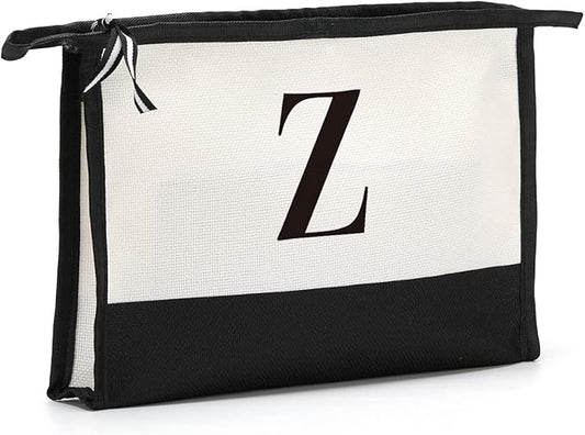 Monogrammed for Women Initial bridesmaid gifts, Personalized monogram Monogram Cosmetic Bag,Travel Makeup Bag Suitable for Wedding weekend Beach Gift for Women Teachers Friends.Pure letters Z