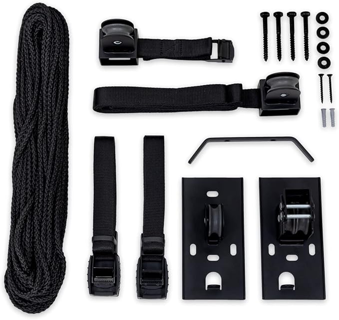 StoreYourBoard Kayak and Canoe Ceiling Pulley System, Garage Mount Storage Hoist, Heavy Duty Holds 150 lbs, Indoor Organizer