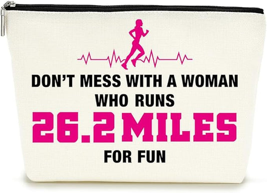 Decohim Inspirational Makeup Bag Cosmetic Bag Travel Pouch Marathon Runner Gifts for Women Birthday Christmas Graduation Gifts for Running Lover Runner Friend Bestie Don't Mess With A Woman