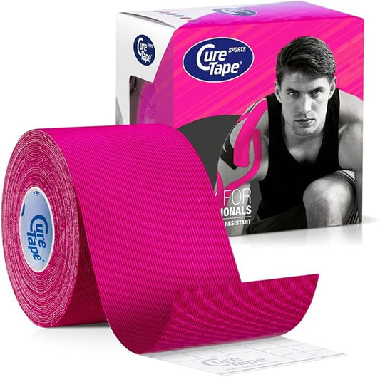 CureTape Sports | Kinesiology Tape for Muscle & Joint Pain | Elastic Therapeutic Tape | Waterproof Athletic Tape | Medical K Tape | 30% Stronger Adhesion | Pink | 2inx16ft | (Pack of 1)