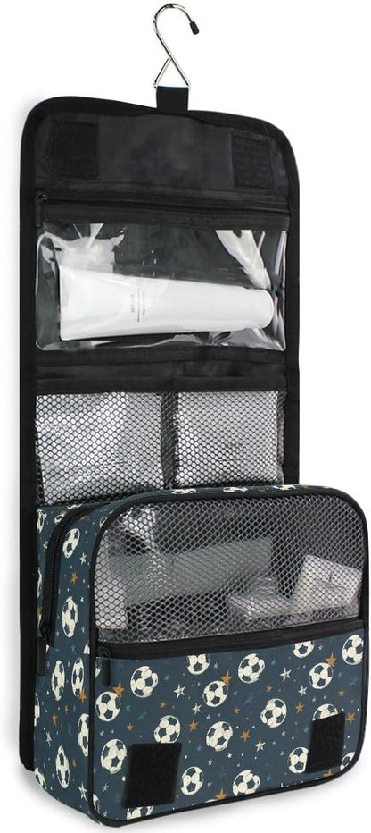 senya Hanging Travel Toiletry Bag Kit Boys Makeup Case Cosmetics Organizer for Men Women (-326- Football)