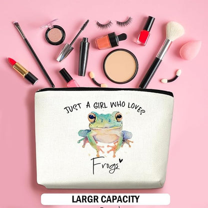 Frog Gifts for Woman Makeup Bag Frog Stuff Frogs Lovers Cosmetic Bag Travel Organizer Bags Makeup Pouch, Christmas Birthday Animal Lovers Gifts for Women Girls Friends