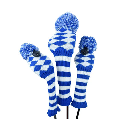 Stripes Knitted Golf Club Head Covers 3 Piece Set 1 3 5 Driver and Fairway HeadCovers Fits 460cc Drivers