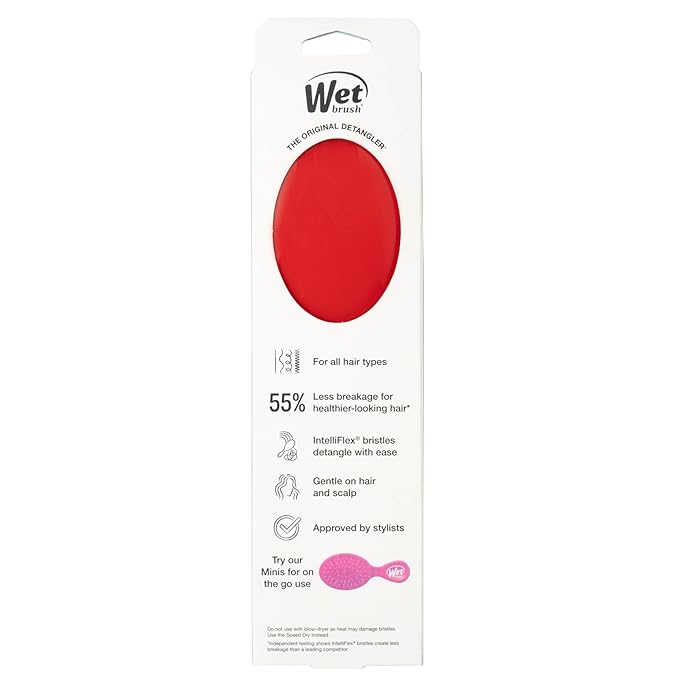 Wet Brush Original Detangler - Ultra-Soft Bristles for Effortless, Pain-Free Brushing - Glides Through Wet, Dry, or Damaged Hair - Perfect for Women, Men & All Hair Types - Amazon Exclusive Red