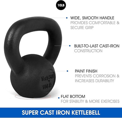 Yes4All Kettlebell Adjustable/Cast Iron/Protective Base Solid Smooth