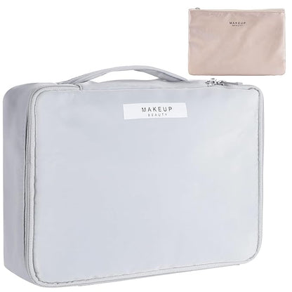 Travel Makeup Bag Cosmetic Bag Makeup Bag Toiletry bag for women and men (Light grey)