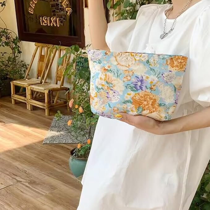 Cosmetic Bags for Women Makeup Bag Large Capacity Purse Travel Toiletry Zipper Storage Pouch Make up Brushes Organizer for Gifts (peony flower, Colorful)