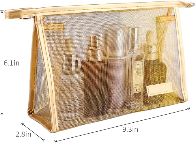 fashion portable cosmetic bag,Visible large capacity Nylon storage bag, for Business Travel bath, Unisex (mixed colors 3pcs set) (mixed colors whole mesh triangle zippered cosmetic bag)