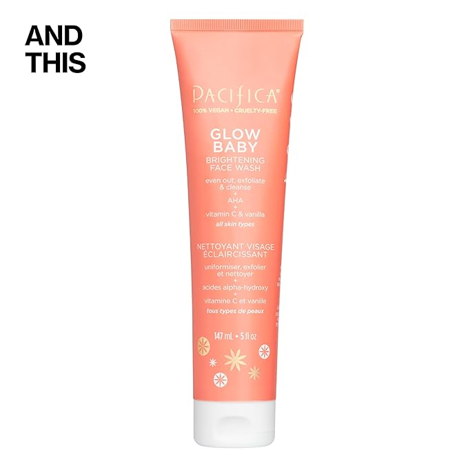 Pacifica Glow Baby Complete Skincare Set – 6 Piece Vitamin C Brightening Collection (Face Wash, Peel Pads, Booster Serum, Moisturizer, Eye Cream, Sheet Mask), 100% Vegan