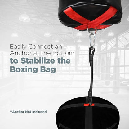 LoGest Boxing Bag - Hanging Punching Bag Sports Training Equipment - MMA, Karate, Judo, Muay Thai, Kickboxing - Hanging or Freestanding - Unfilled Max Capacity 100 Lbs - Heavy Punching Bag