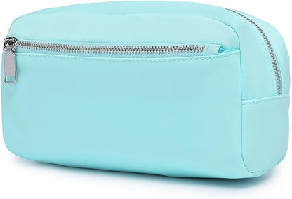 Nylon Female cosmetic bags Canvas toiletry bags Wash bags with large capacity Simple design (Nylon/Mint Green)