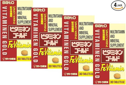 Sato Vitaminen Gold, Multi Vitamine, Adult Multi vitamine, 30 Days Supply, one Day one Tablet,30Count (Pack of 4)
