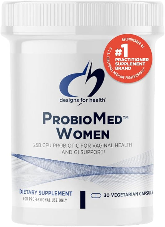 Designs for Health ProbioMed Women - Vaginal Probiotics to Support pH Balance, Vaginal Comfort, Immune Health & Gut Health for Women - Dairy-Free Probiotic (30 Capsules)
