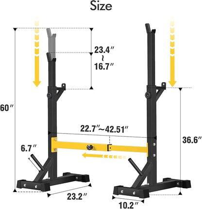 BangTong&Li Squat Rack Stand,Barbell Rack,Bench Press Rack Stand Home Gym Adjustable Weight Rack 550Lbs