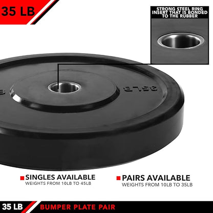 JFIT Olympic 2" Cast Iron Grip Plate OR 2" Rubber Bumper Plates for Barbell - Singles OR Pairs - 6 Weights Available (2.5lbs to 45lbs) Plates for Strength Training, Weightlifting, Bodybuilding