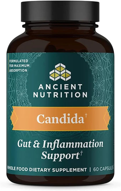 Gut Health Supplement by Ancient Nutrition, Candida Capsules, Provides Occasional Diarrhea, Constipation, Gas and Bloating Relief, Supports Immune Function, Gluten Free and Keto Friendly, 60 Capsules