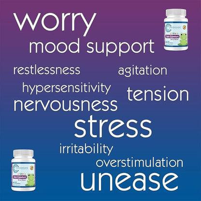 Zen Comfort for Kids, Organic Mood Support with 5-HTP, L-Theanine, Passionflower, Zinc, Pediatrician Formulated for Calm, Sugar-Free, Vegan, Berry Flavor, 45 Soft Chewables