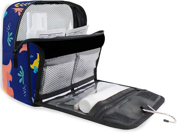 senya Hanging Travel Toiletry Bag Kit Boys Makeup Case Cosmetics Organizer for Men Women (Dinosaurs Collection)